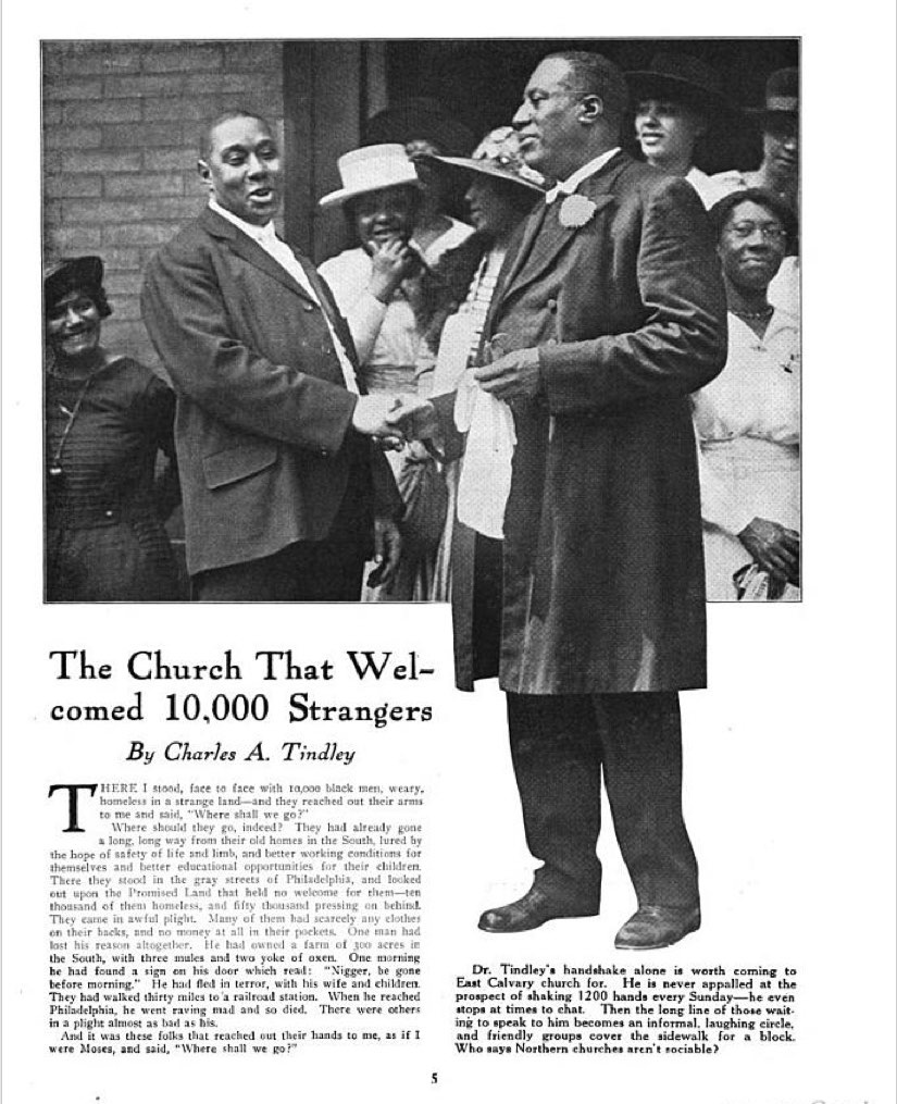 First page of article, "The Church That Welcomed 10,000 Strangers," by Charles A. Tindley, The Outlook, 1919